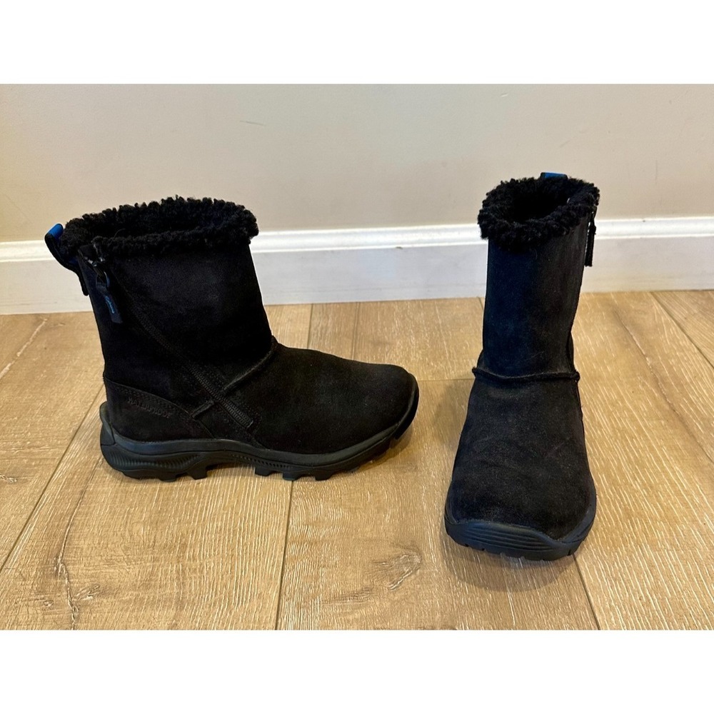 Merrell Icepack 2 Zip Polar Waterproof Snow Boot Black Suede Leather Size 6 $180